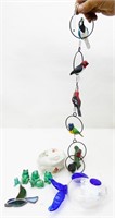 Hanging Birds, Glass Fish, Ceramic Frogs