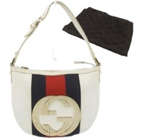 GUCCI Interlocking White Leather Hand Bag