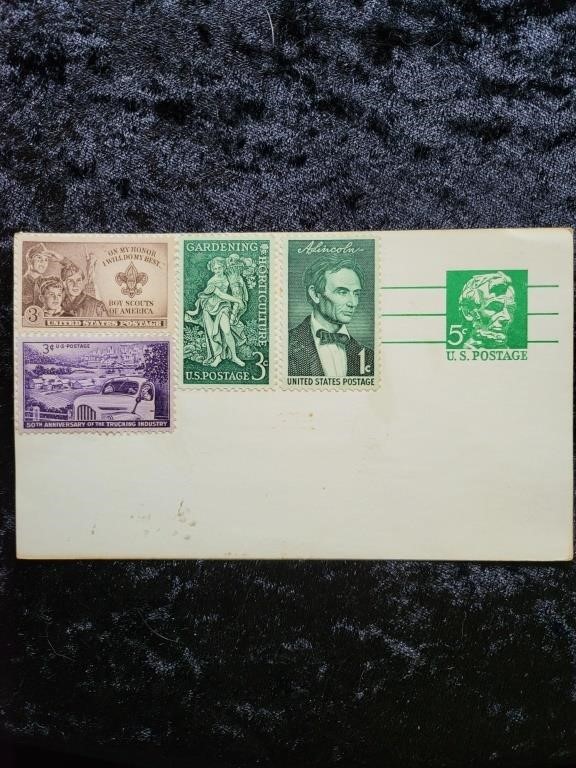 U.S. Stamps on Post Card