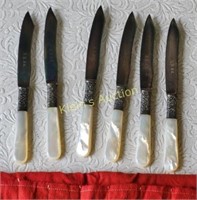sterling Antique English Cheese Or Fruit 6 Knives