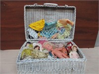 Basket full of Dolls & Doll CLothes