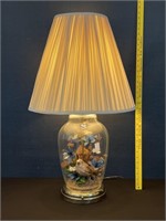 Quail & Flower Glass Lamp