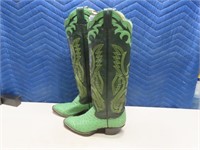 Designer Womens sz8 Green Funky Cowgirl Boots