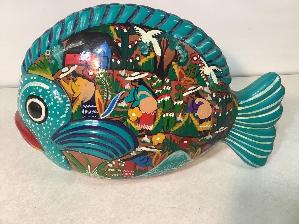Fish W/Hand Painted Southwest Scene, 7.5 X 11.5in