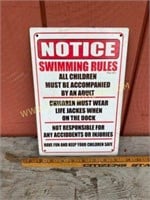 Swimming Rules Notice Sign vintage tin