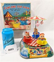 Funland Cup Ride Tin Toy W/ Box MINT