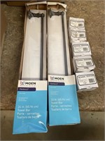 2- MOEN 24 in. Towel bars & 5 robe hooks