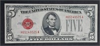 1928-E  $5 FRN Red Seal   AU