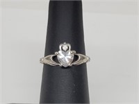 .925 Sterling Silver CZ Claddagh Ring