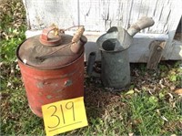 OLD METAL GAS CAN, GALVANIZED OIL CAN
