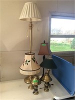 Floor lamp, 3 desk lamps, 2 vanity lamps