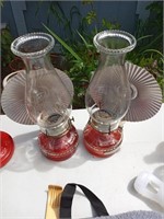 Pair of Kerosene Lamps with Reflectors