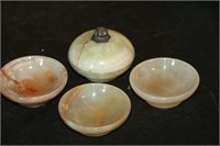 Alabaster Smoking Set Lighter & "Trays"