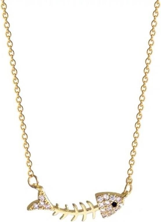 Ladies Stainless Steel Fishbone Necklace Gold