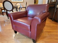 Red leather look chair