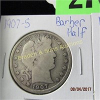 US 1894-O AND 1907-S BARBER HALF DOLLARS