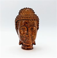Vintage Amber Colored Resin Buddha Head