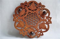 Hand Carved in India Footed Wood Trivet. Grape