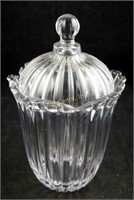 10" Fine Crystal Fluted Glass Biscuit Cookie Jar