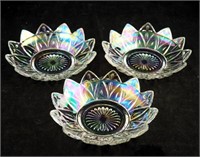 3 Fancy Iridescent Clear Glass 6" Crystal Bowls