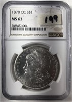 1878CC Morgan Silver Dollar MS63