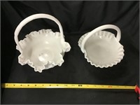 Milkglass & Fenton Baskets, 1 With Factory Defect