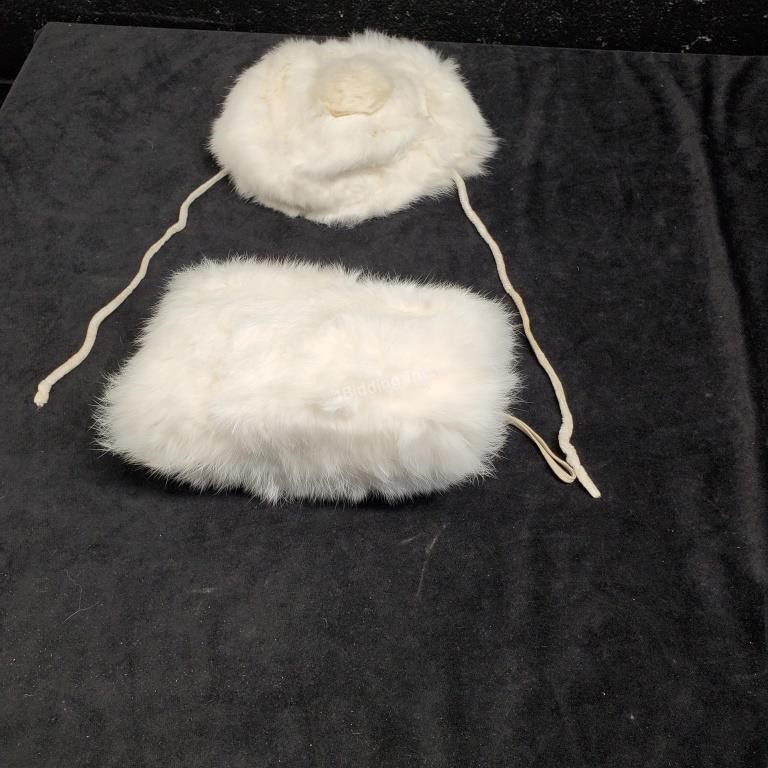 Rabbit fur child's hat & muff  - H