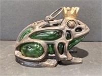 Vintage Cast Iron Frog Garden Candle Holder