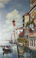 Large Framed Oil Painting Venice Canal Scene