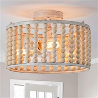 tewei Wood Beaded Boho Chandelier Light Fixture  S