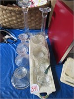 MISC GLASSWARE JOB LOT & CANDLE STICK HOLDERS