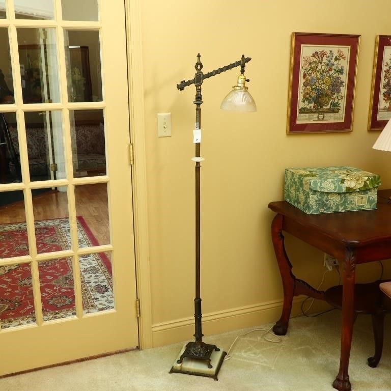 Antique floor lamp metal and marble base