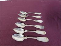 (6)Pure coin silver English teaspoons.