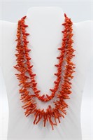 (2) Natural Coral Necklaces