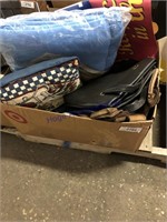 MISC BOX--PURSES, THROW PILLOWS, BLANKET, ETC