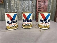 3 Valvoline quart oil cans - full