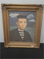 Sailed in uniform. Signed painting