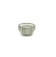 10K White Gold Ring with Many Diamonds.