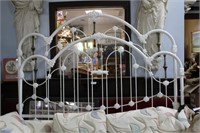 King size cast metal white painted bed frame