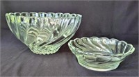 2 Swirl Pattern  Glass Serving Bowls