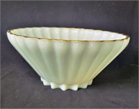 Fenton Milk Glass Mixing Bowl Fluted Gold Rimmed