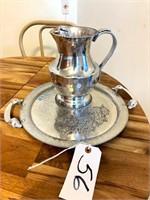 Hammered Aluminum Tray & Pitcher