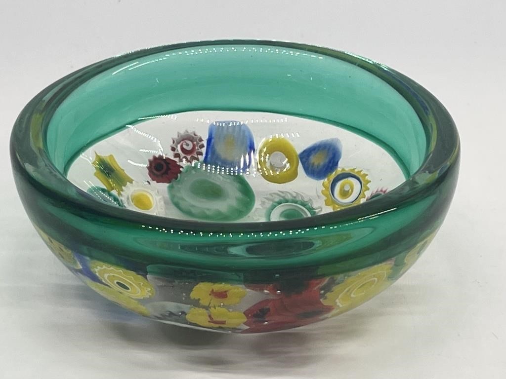 Muran-Style Art Glass Millefiori Small Bowl