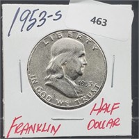 1953-S 90% Silver Franklin Half $1 Dollar