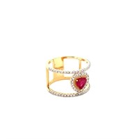 14K White and Yellow Gold Ruby and Diamond Ring