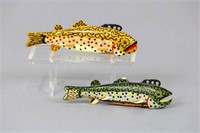 Lot of 2 Jim Nelson Trout Fish Spearing Decoys,