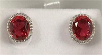 Oval 4.15 ct Ruby & Diamond Designer Earrings