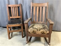 Vintage Wooden Chair and Rocker