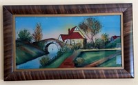 VTG Scotch Highlands Reverse Painting on Glass