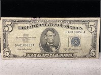 $5 Blue Letter Silver Certificate 1953 A
